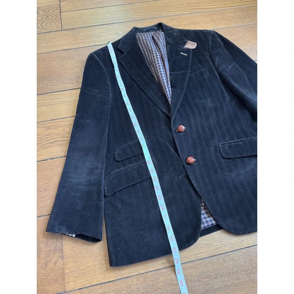 Custom Made Chocolate Brown Wool Sport Coat Suit Jacket Elbow Patches 42 Short